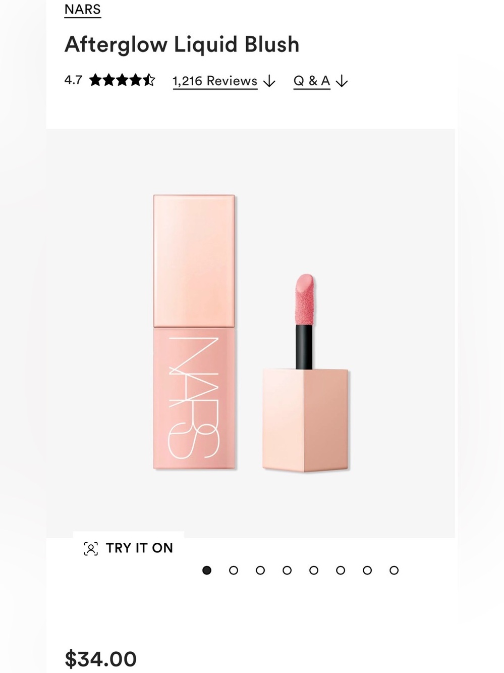 NARS Afterglow Liquid Blush — Orgasm NWB